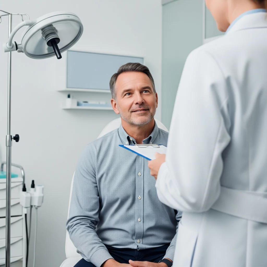 dermatology patient speaking with the doctor